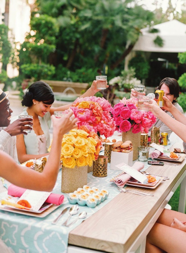 Wedding color: coral yellow mint